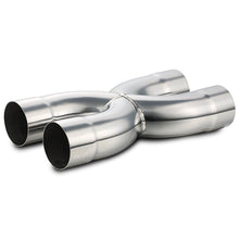 Stainless Steel Polished X-Pipe 2.5" Inlet Crossover Pipe, 2.5" Outlet, 12" Overall Length