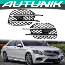 Front Bumper Fog Light Grille Cover Bezel With Chrome Strip For Mercedes S-Class W222 Sedan 2019-2020 AMG Sport