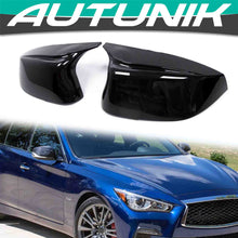 Glossy Black Side Mirror Cover Caps for Infiniti Q50 Q60 Q70 QX30 2014-2024