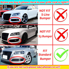 LH+RH Front Bumper Fog Light Grill Grille Cover For Audi A3 8P 2009-2012 (Black Honeycomb + Chrome Ring)