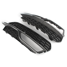Front Lower Bumper Fog Light Cover For Audi A3 8V 2013-2016 ( Black Honeycomb + Chrome Stripe)