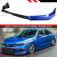 For 2022-2024 Honda Civic Yofer Painted Blue Black Front Bumper Lip Splitter Kit