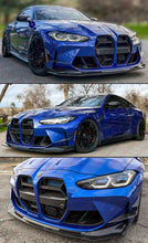 For 2021-2025 BMW G80 M3 G82 G83 M4 Carbon Fiber 3PC V Style Front Lip + Aero Canard Fin Set