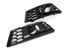 Black Front Mesh Fog Light Grille Cover w/ Dummy ACC Cap for Audi A4 B9 NON-Sline 2017-2019