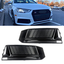 Black Front Fog Light Cover For Audi A4 B9 S-LINE S4 B9 2016-18 Honeycomb Style