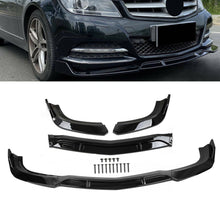 3pcs Gloss Black Front Splitter Lip For 2008-2014 Mercedes C-Class W204 AMG Bumper