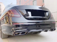 E63 Style Gloss Black Rear Diffuser + Silver Exhaust Tips For Mercedes W213 S213 LCI AMG AMG Bumper