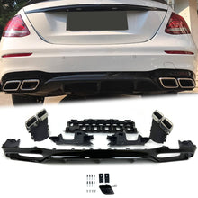 E63 Style Gloss Black Rear Diffuser + Silver Exhaust Tips For Mercedes W213 S213 LCI AMG AMG Bumper