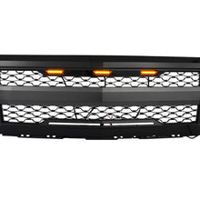 Gloss Black Front Bumper Hood Upper Grille w/Light For 2014-2015 Chevy Silverado 1500