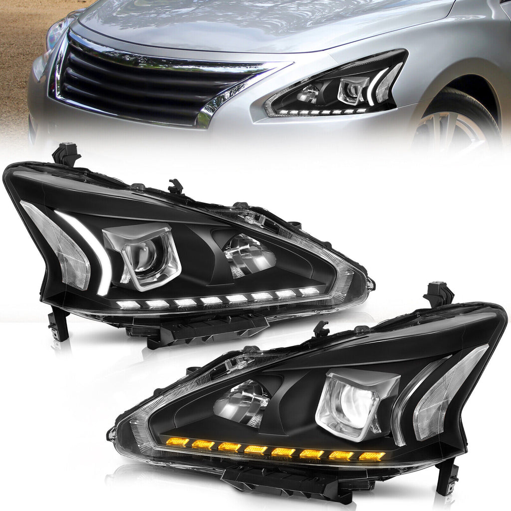 AmeriLite For 2013-2015 Altima 4Dr Sedan Projector Chrome Housing Halogen Replacement Headlights Assembly Pair - Driver And Passenger Side In | Whizz Headlight Assemblies - Foto 4
