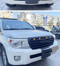 Black Front Upper Hood Bumper Grille w/ LED Light for Toyota Land Cruiser LC200 2007-2015