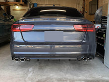 Gloss Black Rear Diffuser + Exhaust Tips For Audi A6 C7.5 Non-S-Line Sedan 2016-2018