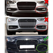 Front Lower Bumper Grille Fog Light Grill RS4 Style for 2013-2016 Audi A4 B8.5 Non-sline