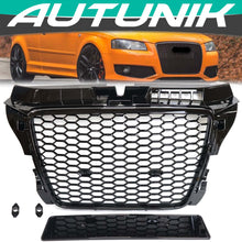 RS3 Style Front Grille Gloss Black for Audi A3 8P 09–13 Honeycomb Mesh