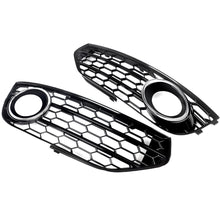 2x Fog Light Grille Cover For Audi A4 Allroad 2010-2016 ( Black Honeycomb + Chrome Ring )
