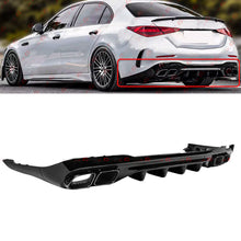 For 2022-2025 Mercedes W206 C300 C43 AMG Sedan Gloss Black Rear Bumper Diffuser C63 Style w/ Exhaust Tips