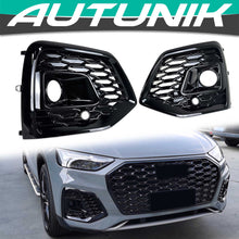 Gloss Black Honeycomb Front Fog Light Grille Cover For AUDI Q5 SQ5 2021-2025