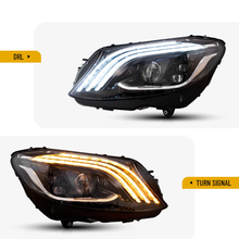 LED Headlights For 2015-2021 Mercedes C-Class W205 W/Blue DRL