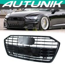 Black Front Grille for Audi A6 C8 S6 2019-2024 No Camera fg265