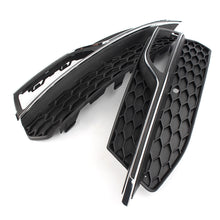 Front Lower Bumper Fog Light Cover For Audi A3 8V 2013-2016 ( Black Honeycomb + Chrome Stripe)