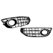 2x Fog Light Grille Cover For Audi A4 Allroad 2010-2016 ( Black Honeycomb + Chrome Ring )