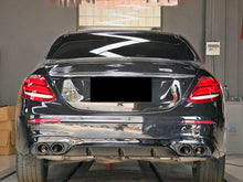 E53 Style Black Diffuer w/ Round Twin Exhaust Tips for Mercedes E W213 Sedan Wagon E300 E400 E550 AMG 2017-2020