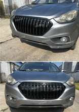 Chrome / Black Front Bumper Upper Grille Radiator w/ LED Lights fit for Hyundai IX35 SUV 2010-2013