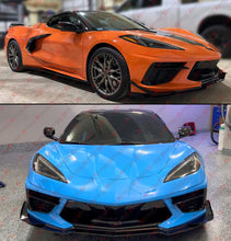 For 2020-2025 Corvette C8 Z51 Z07 Stingray Coupe Convertible Canard Style Gloss Black Front Bumper Lip Splitter