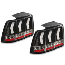 LED Tail Lights w/ Red Tube Black For Ford Mustang Sequential Signal 1999-2004