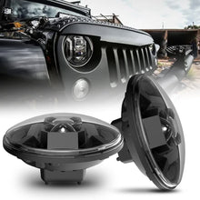 Pair 7" Round LED Headlights Hi Low Beam For Jeep Wrangler JK TJ LJ Black