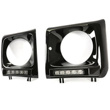 Black Headlight Bezel Pair For 1990-2018 Mercedes W463 G63 Wagon G500 w/ LED DRL