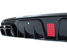 Black Rear Diffuser w/ LED + Black Exhaust Tips For 15-21 Mercedes W205 Sedan C300 C450 C43 AMG