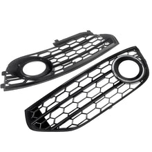 2x Fog Light Grille Cover For Audi A4 Allroad 2010-2016 ( Black Honeycomb + Chrome Ring )