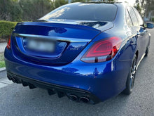 C43 Style Gloss Black Rear Diffuser + Exhaust Tips For Mercedes W205 C200 C300 C350 Non-AMG Sedan 2015-2021