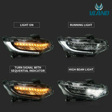 Pair LED Projector Headlights w/ Sequential Indicator For 2016-2021 Honda Civic Sedan Coupe Hatchback