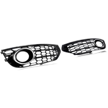 2x Fog Light Grille Cover For Audi A4 Allroad 2010-2016 ( Black Honeycomb + Chrome Ring )