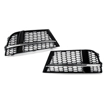 Chrome+Black Honeycomb Fog Light Grill Mesh Cover Fits Audi A3 S Line 2017-2019