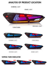 LED RGB Tail Lights for 2018-2024 Toyota Camry Sedan Rear Lights Assembly 1 Pair