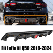 Real Carbon Fiber Honeycomb Rear Diffuser w/ LED Light for Infiniti Q50 2018 2019 2020 2021 2022 2023 2024