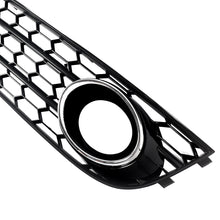 2x Fog Light Grille Cover For Audi A4 Allroad 2010-2016 ( Black Honeycomb + Chrome Ring )