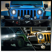 Pair 7" Round LED Headlights Hi Low Beam For Jeep Wrangler JK TJ LJ Black