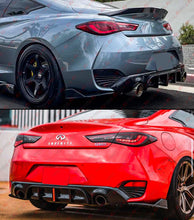 Gloss Black Rear Diffuser w/ LED Ligths & Corner Extension For 2017-2022 Infiniti Q60