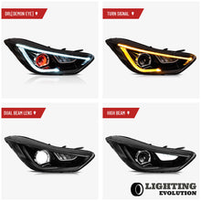 LED Projector Headlights For 2011-2016 Hyundai Elantra Demon Eyes Front Lamps
