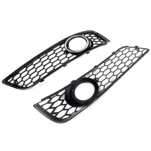 LH+RH Front Bumper Fog Light Grill Grille Cover For Audi A3 8P 2009-2012 (Black Honeycomb + Chrome Ring)