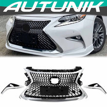 Front Upper Grille W/Trim Molding Fog Trims Set For Lexus ES300H ES350 2016-2018