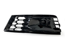 Gloss Black Front Fog Light Grille Cover w/ ACC Caps for Audi A4 B9 NON-Sline 2017-2019