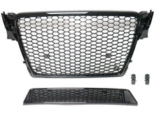 For 2009-2012 Audi A4/S4 B8 Front Bumper Hex Grille Mesh RS4 Style Gloss Black