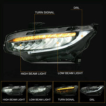 Pair LED Projector Headlights w/ Sequential Indicator For 2016-2021 Honda Civic Sedan Coupe Hatchback