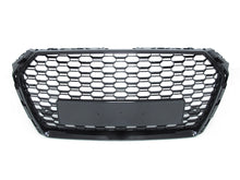 RS4 Style Badgeless Honeycomb Front Grille Gloss Black for 2017–2019 Audi A4 S4 B9