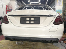 C63 Style Rear Diffuser + Black Exhaust Tips For Mercedes W205 C-Class Base C300 C250 Non-AMG 2015-2021